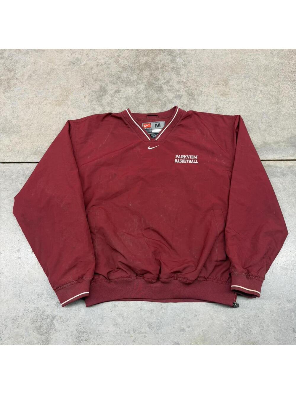 vintage nike center swoosh burgandy pullover windbreaker jacket size medium